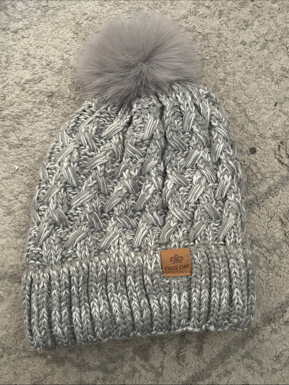 PAGE ONE Gray Knit Pom Beanie